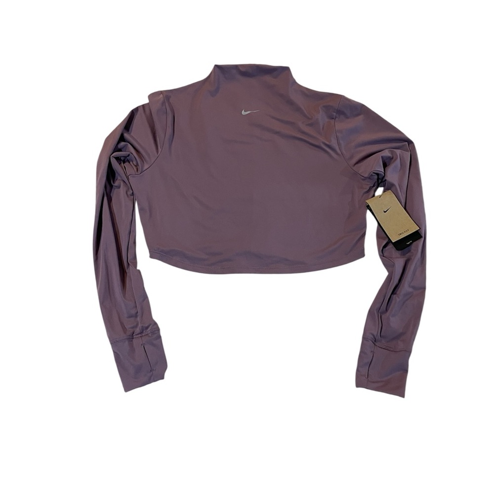 Nike Women's Purple Long Sleeve Mock Neck Top Cropped